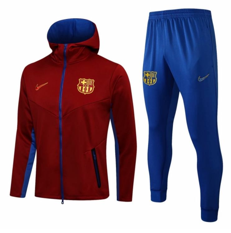 2021/22 Barcelona Blue Red Training Kits Hoodie Jacket with Pants